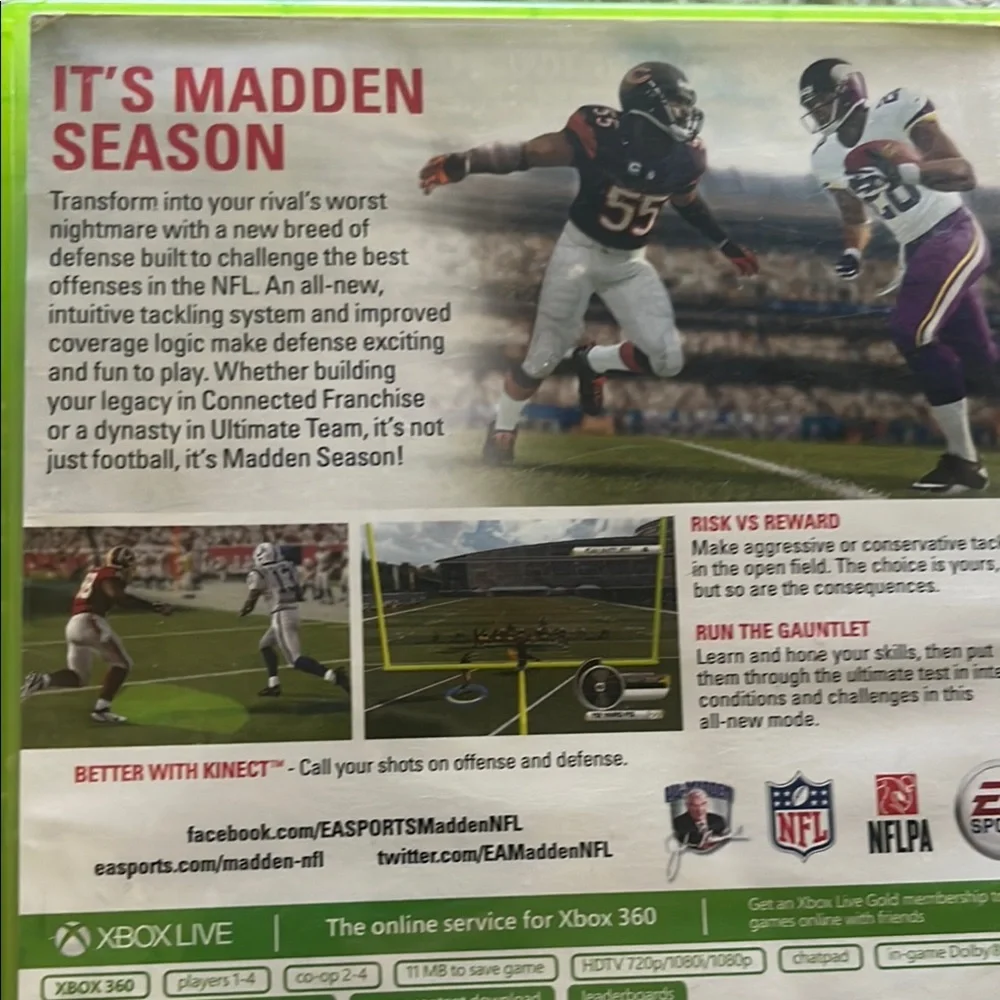 Xbox 360 Madden NFL 15 Football Video Game - Green Case EUC
